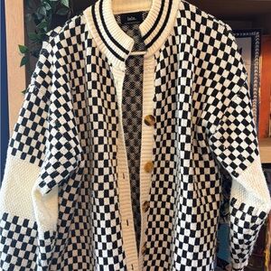 Dressed in lala Black and White Checkered Cardigan